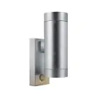 Nordlux Tin Wandlamp Metaal en Glas Grijs Up & Down | 76mm - IP54 - Geschikt voor 2x GU10 - Bewegings- en Lichtsensor